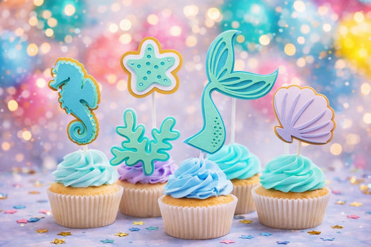 DELUXE MERMAID CAKE/ CUPCAKE TOPPER SET 🧜‍♀️