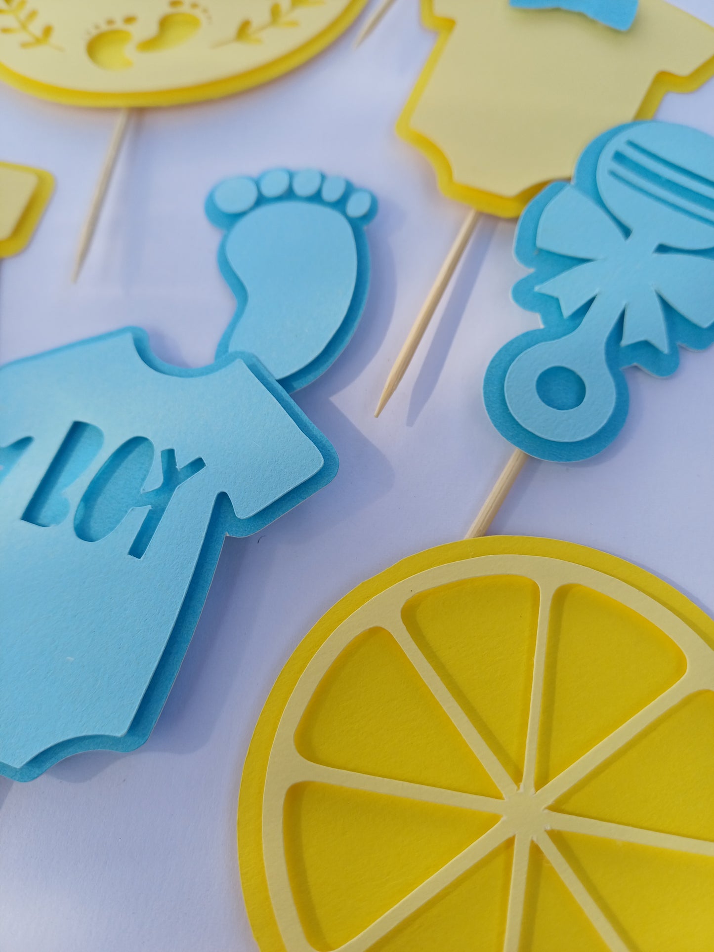 Baby Shower Cake/ Cupcake Toppers - Blueberry and Lemon - Set (12pc)